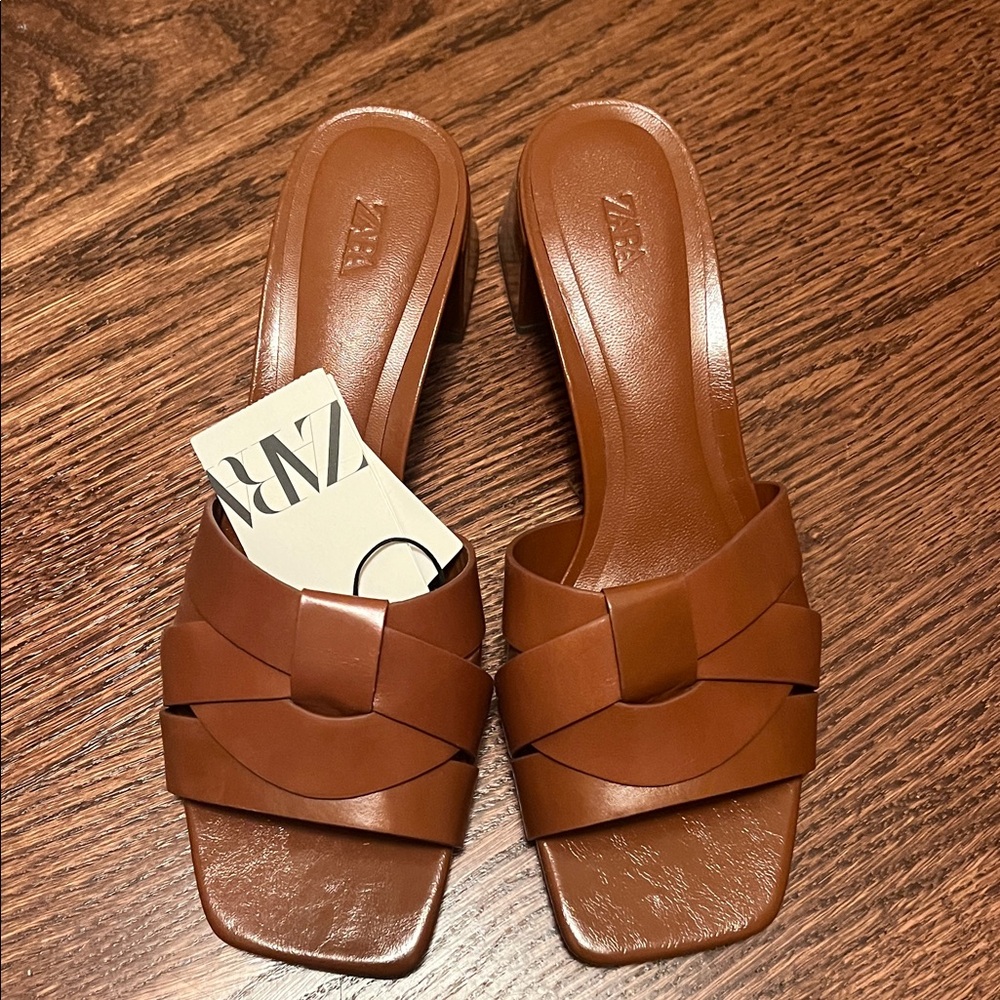 Zara Brown Heeled Sandals